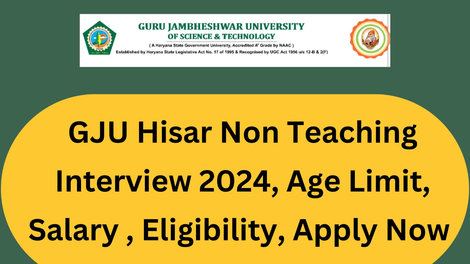 GJUST Hisar Non Teaching Recruitment 2024 | Eligibility | Apply Now